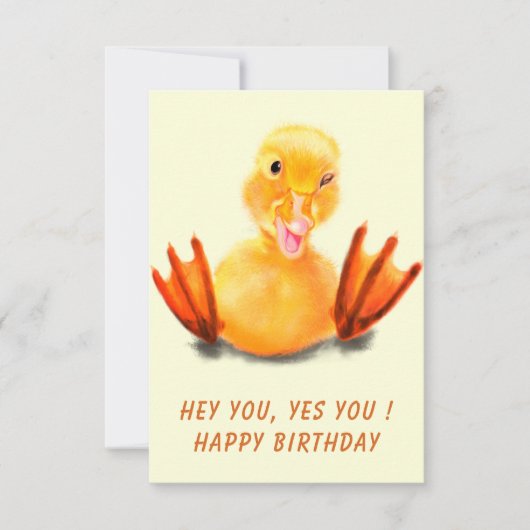 Happy Duck Funny Birthday Kaart - Aangepaste tekst (Voorkant)