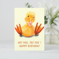 Happy Duck Funny Birthday Kaart - Aangepaste tekst