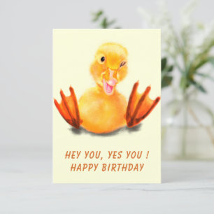 Happy Duck Funny Birthday Kaart - Aangepaste tekst