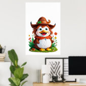 Happy duck met een Pet | AI Art Poster (Thuiskantoor)