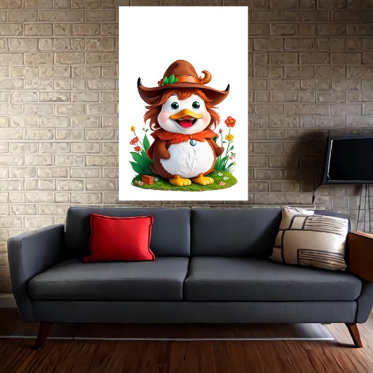 Happy duck met een Pet | AI Art Poster