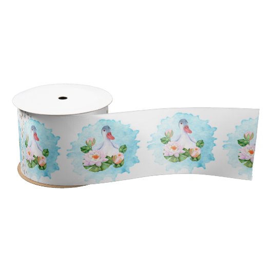 Happy Duck Satin Ribbon Satijnen Lint (Spoel)
