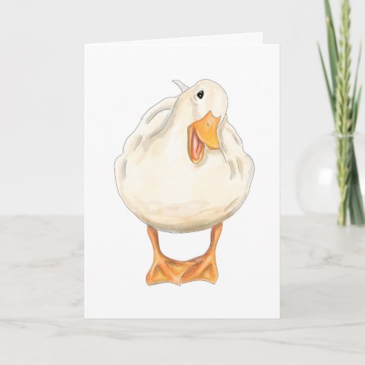 Happy Duck, Schattig Dier, Handgemaakt, waterverf Feestdagen Kaart (Voorkant)