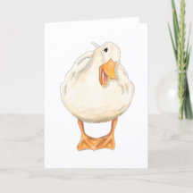 Happy Duck, Schattig Dier, Handgemaakt, waterverf