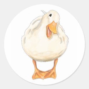 Happy Duck, Schattig Dier, Handgemaakt, waterverf Ronde Sticker