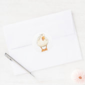 Happy Duck, Schattig Dier, Handgemaakt, waterverf Ronde Sticker (Envelop)