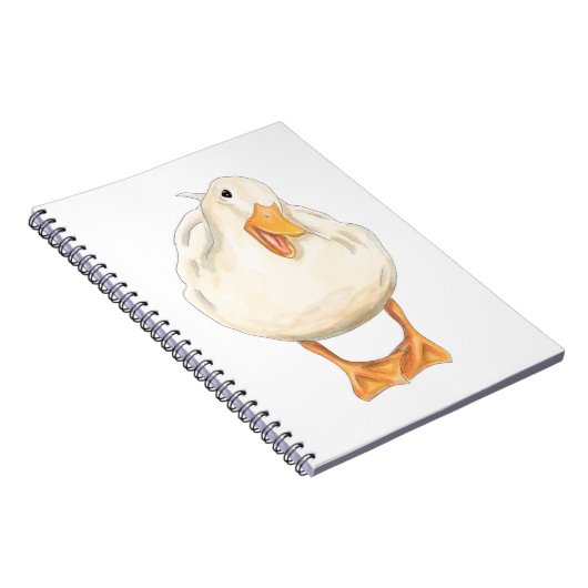 Happy Duck, Schattig Dier, Originele kunst, waterv Notitieboek (Rechterzijde)