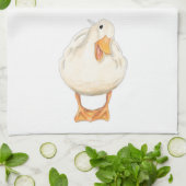Happy Duck, Schattig Dier, Originele kunst, waterv Theedoek (Gevouwen)
