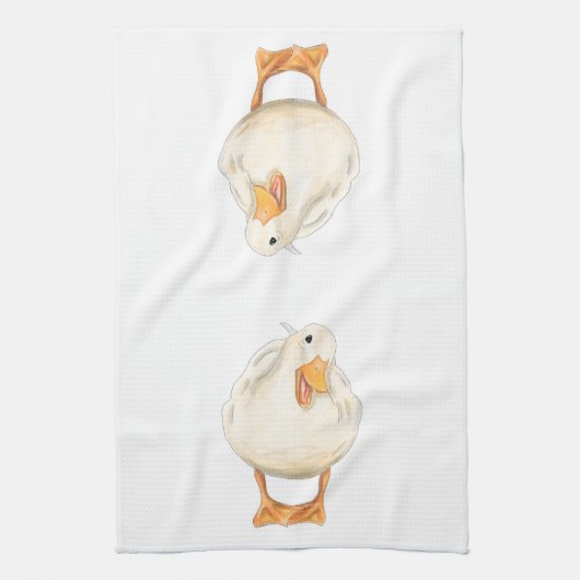 Happy Duck, Schattig Dier, Originele kunst, waterv Theedoek (Verticaal)