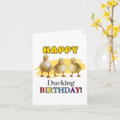 Happy Ducking Puns Verjaardag Kaart (Gele Bloem)