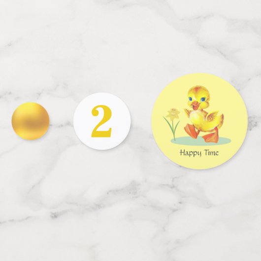 Happy Duckling & Gold Confetti op Yellow Birthday (Achterkanten)