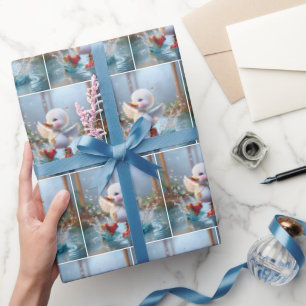 Happy Duckling in Rain Puddle Cadeaupapier