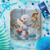 Happy Duckling met #5 Verjaardagsballon Papieren Bordje (Feest)