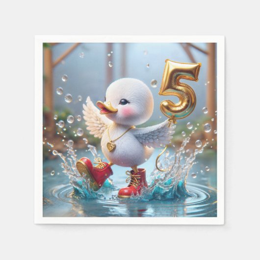 Happy Duckling met #5 Verjaardagsballon Servet (Voorkant)