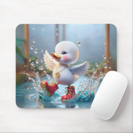 Happy Duckling met rode regenlaarzen Muismat