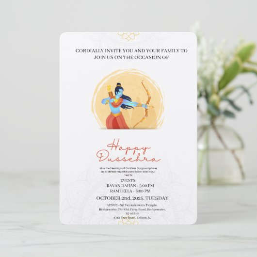 Happy Dussehra Celebration Invitation Kaart (Staand voorkant)