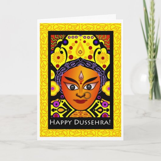 Happy Dussehra, Godin Durga Wenskaart Kaart (Voorkant)