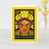 Happy Dussehra, Godin Durga Wenskaart Kaart (Gele Bloem)