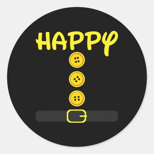 Happy Dwarf Halloween Costume Colour Family Matchi Ronde Sticker (Voorkant)