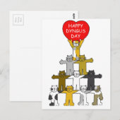 Happy Dyngus Day April Cartoon Katten Briefkaart (Voorkant / Achterkant)