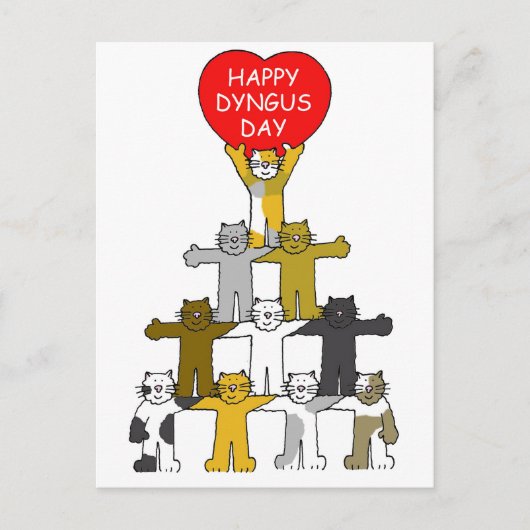Happy Dyngus Day April Cartoon Katten Briefkaart (Voorkant)