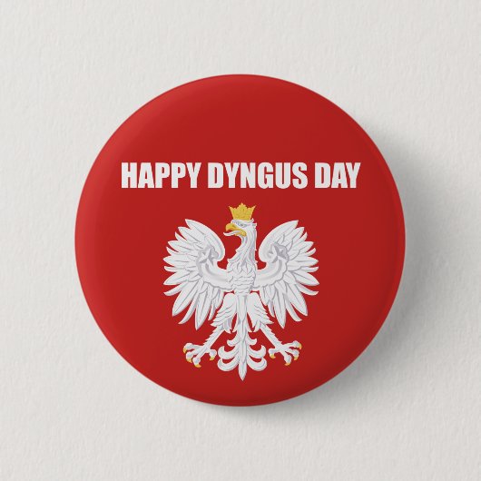 Happy Dyngus Day Poolse witte adelaar Button (Voorkant)