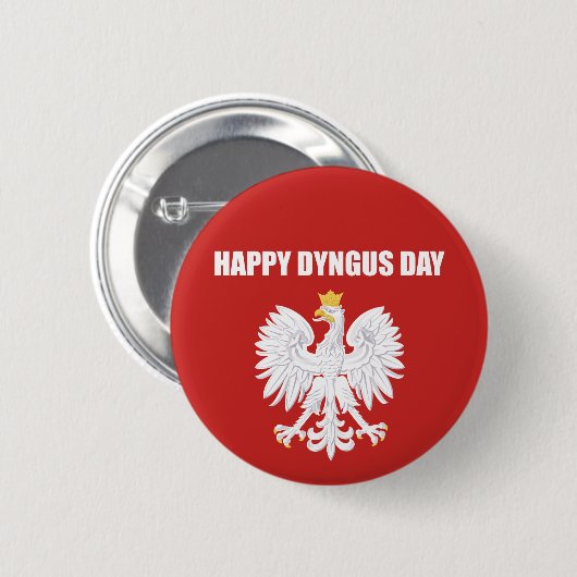 Happy Dyngus Day Poolse witte adelaar Button (Voorkant /achterkant)