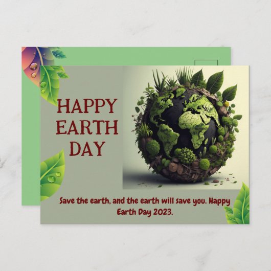 HAPPY EARTH BDAY Briefkaart (Voorkant / Achterkant)