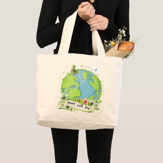 Happy Earth Day 2024 Grote Tote Bag (Voorkant (product))