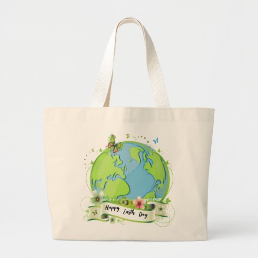 Happy Earth Day 2024 Grote Tote Bag (Voorkant)