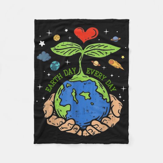 Happy Earth Day 2024 Red onze planeet Schattige Ea Fleece Deken (Voorkant)