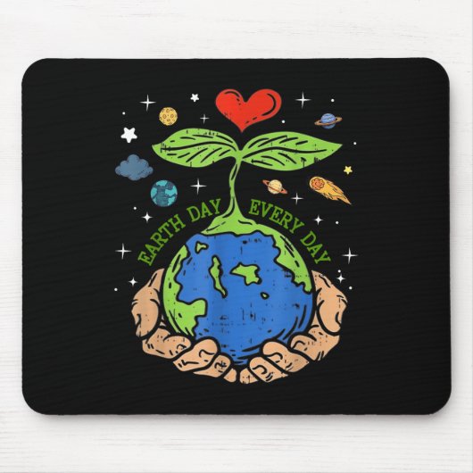 Happy Earth Day 2024 Red onze planeet Schattige Ea Muismat (Voorkant)