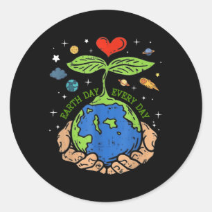Happy Earth Day 2024 Red onze planeet Schattige Ea Ronde Sticker