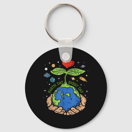 Happy Earth Day 2024 Red onze planeet Schattige Ea Sleutelhanger (Voorkant)