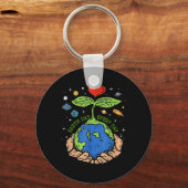 Happy Earth Day 2024 Red onze planeet Schattige Ea Sleutelhanger (Voorkant)