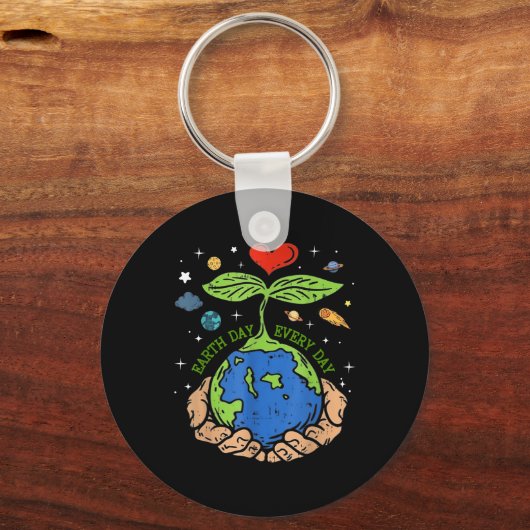 Happy Earth Day 2024 Red onze planeet Schattige Ea Sleutelhanger (Voorkant)