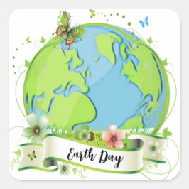 Happy Earth Day 2024 Vierkante Sticker
