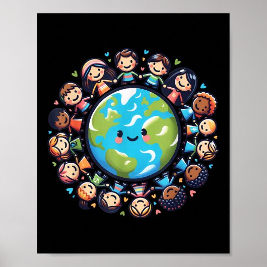 Happy Earth Day 2025 Cool Earth Day Kinderen Kinde Poster (Voorkant)