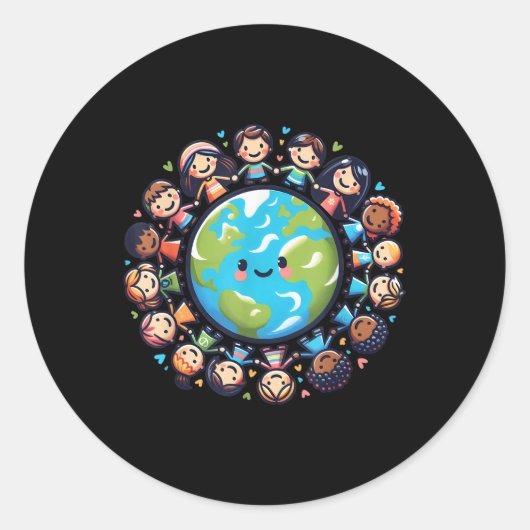 Happy Earth Day 2025 Cool Earth Day Kinderen Kinde Ronde Sticker (Voorkant)