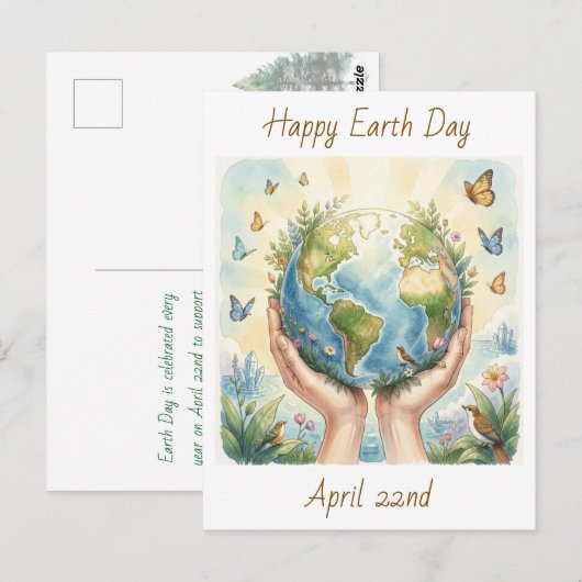 Happy Earth Day April 22nd   Briefkaart (Voorkant / Achterkant)
