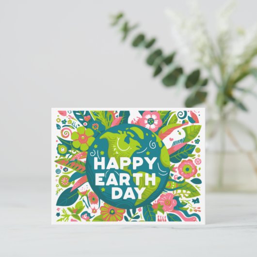 Happy Earth Day Bloemen Feestdagenkaart (Staand voorkant)