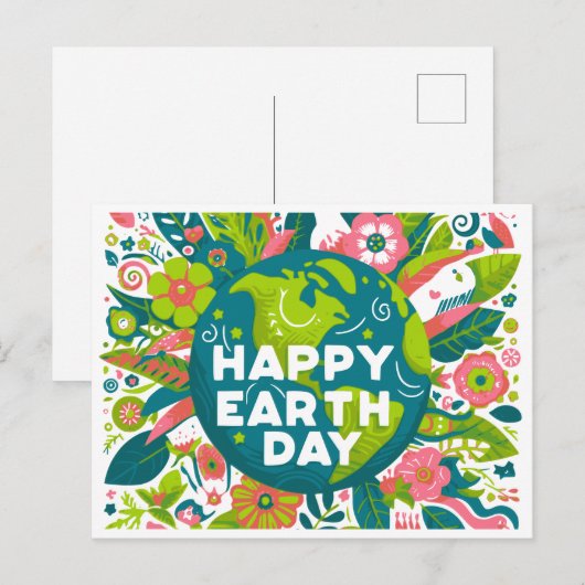 Happy Earth Day Bloemen Feestdagenkaart (Voorkant / Achterkant)