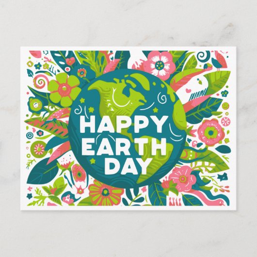 Happy Earth Day Bloemen Feestdagenkaart (Voorkant)