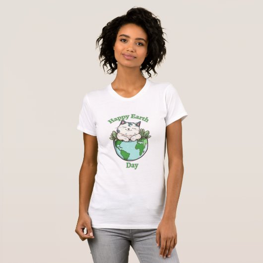Happy Earth Day Cat Graphic Unisex T-shirt (Voorkant volledig)