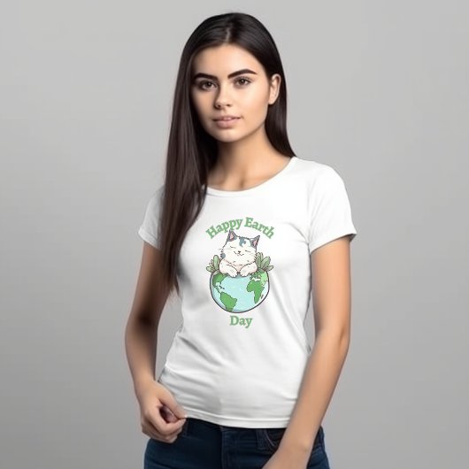Happy Earth Day Cat Graphic Unisex T-shirt