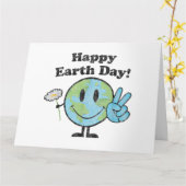 Happy Earth Day Cute Peace Sign Flower werkt Kaart (Gele Bloem)