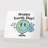 Happy Earth Day Cute Peace Sign Flower werkt Kaart (Achterkant)