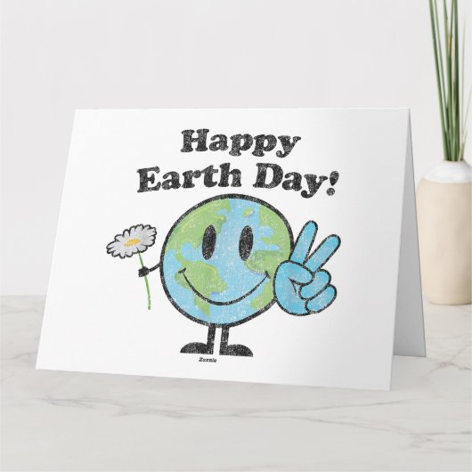 Happy Earth Day Cute Peace Sign Flower werkt Kaart (Achterkant)