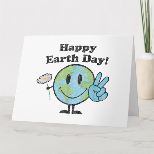 Happy Earth Day Cute Peace Sign Flower werkt Kaart (Voorkant)