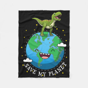 Happy Earth Day Dinosaur T-rex Kinder Boy Save My Fleece Deken